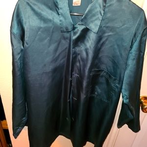 Emerald Green silky long sleeve button up